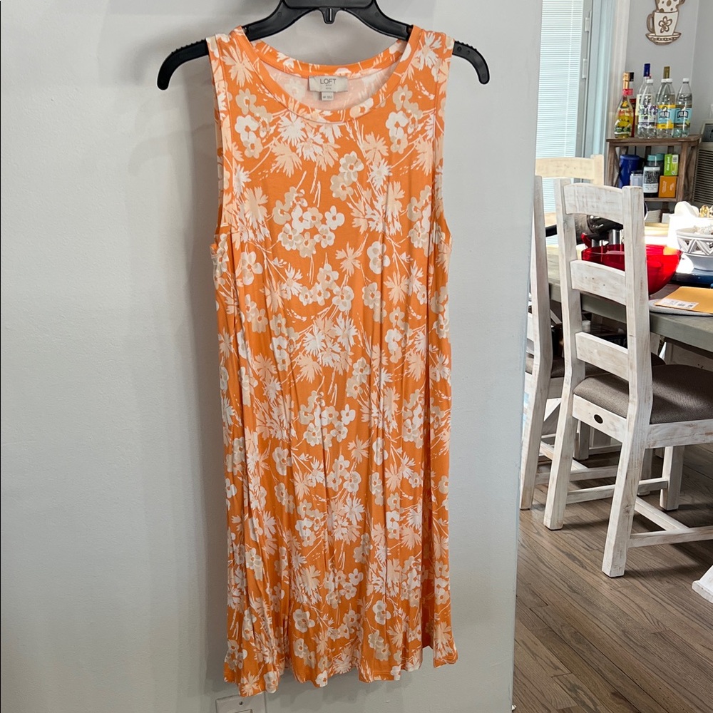 LOFT Orange and White Floral Top